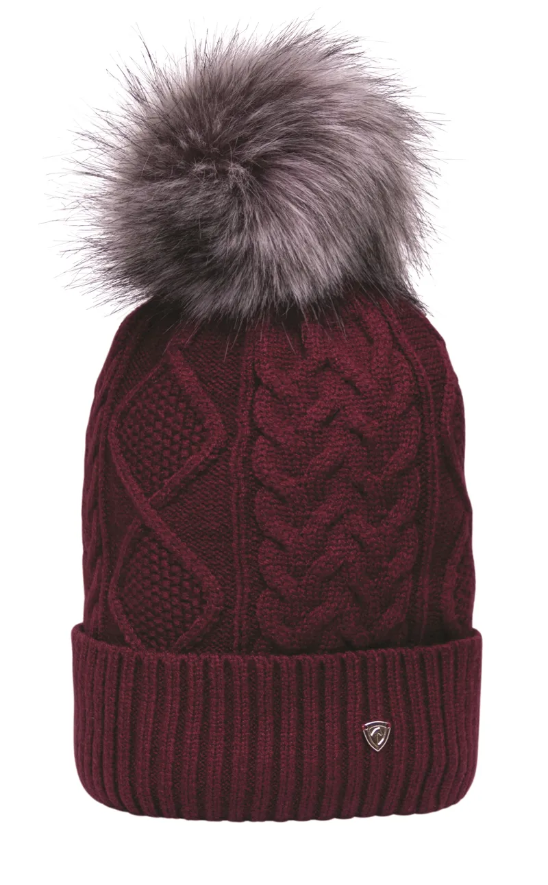 Hy Equestrian Vanoise Knitted Bobble Hat - Maroon Red